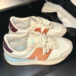 New Balance White and Orange Sneakers